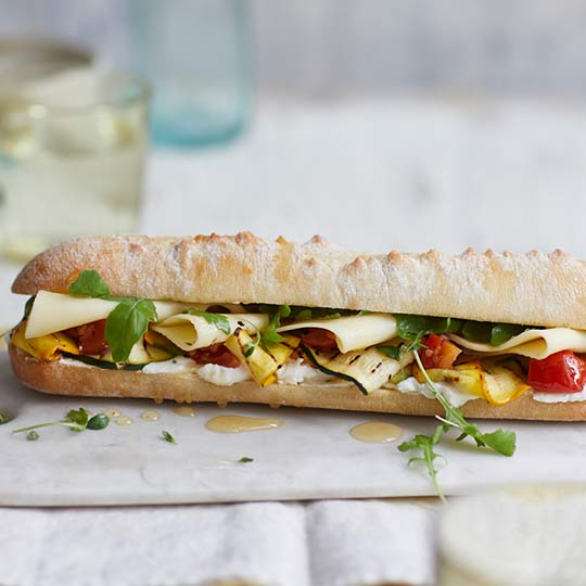 Cheese & marinated courgette baguette recipe
